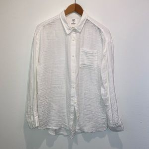 GAP teeth white gauze button down shirt NWOT
